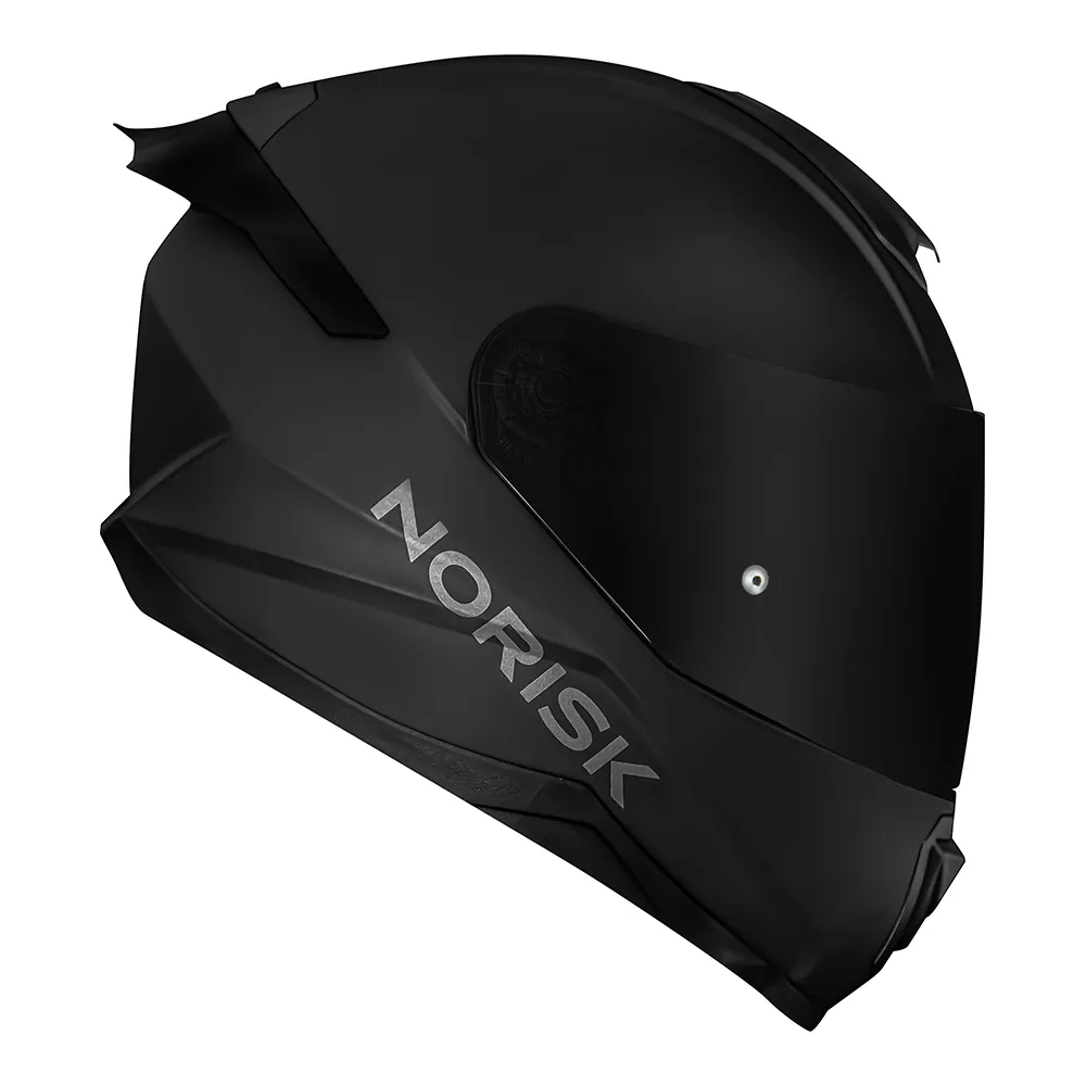 Capacete Norisk Razor preto fosco em vista lateral traseira